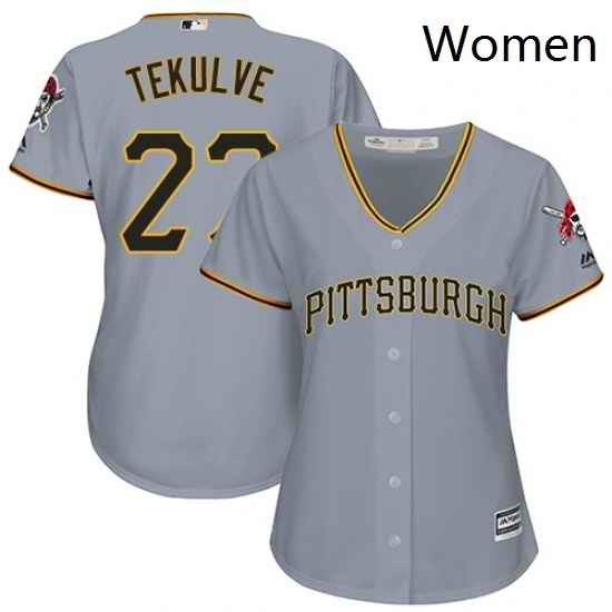 Womens Majestic Pittsburgh Pirates 27 Kent Tekulve Replica Grey Road Cool Base MLB Jersey